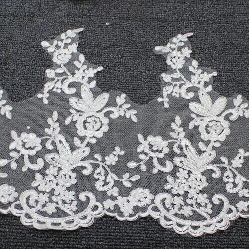 Wedding Lace Fabrics 1 Yard White Tulle Embroidered Lace Appliqued Diy Bridal Dress Trims Ivory Flower Veil Accessories 2.5-25cm
