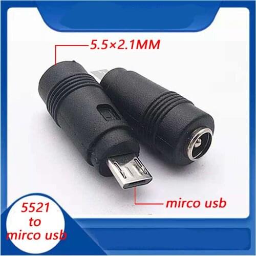 1pcs DC Connector 5.5 x 2.1mm Female to Mirco Usb Male Plug Mobile Phone Power Adapter 180° Android port