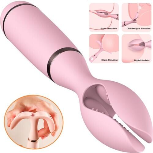10 Mode Vibrator USB Charging Vibration Massager Double Clip Vibrating Nipple Clamps Clitoris Stimulator for Woman Adult Sextoys