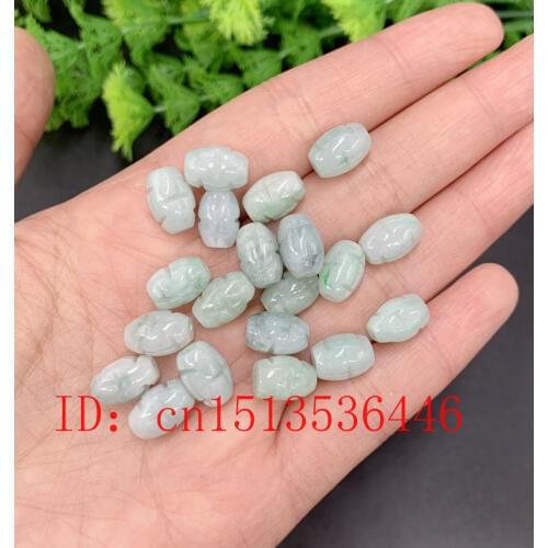 10PC DIY Natural Emerald Chinese Carved beads Bracelet Necklace Jewellery Fashion Accessories Hand-Carved Man Woman Amulet Gifts