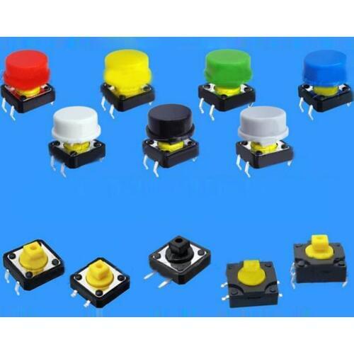 100pcs 13*5.6mm round button cap push button switch cap patch switch cap multi color for 12*12 square switch patch switch