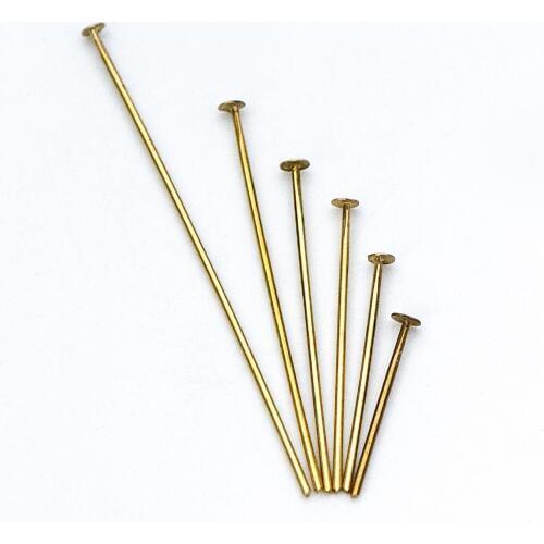 100pcs Raw Brass Head Pins 0.7mm(21 Gauge), DIY Jewelry Making Wholesale, 14/ 18/ 23/ 26/ 31/ 40mm Multi Size (RB-176)