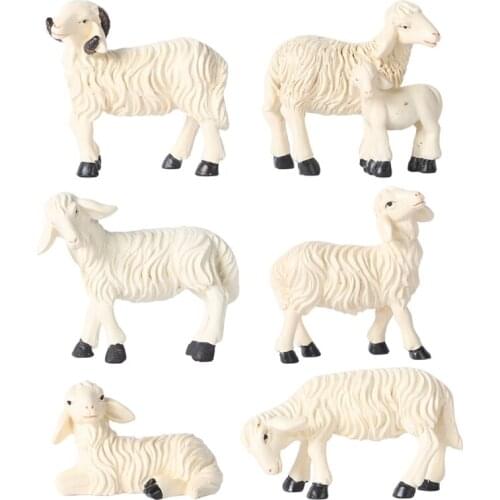 6pcs Cute Sheep Micro Landscape Figurine Ornaments Resin Statue Craft Dollhouse Miniature Fairy Garden Decoration Access Au31 21