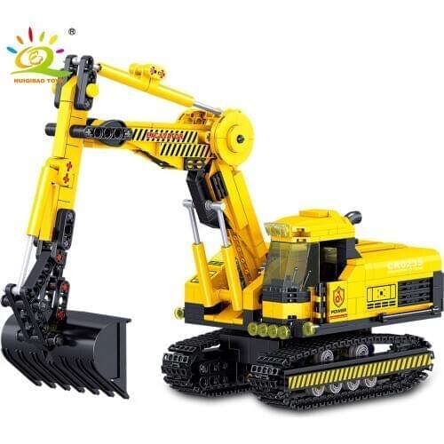 HUIQIBAO TOYS 747pcs Engineering Excavator Building Blocks Set City Construction Truck Technical Brick Toys Car For Children Kid