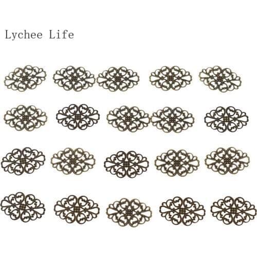 Lychee Life 20Pcs Metal Filigree Flower Slices Scrapbooking Embellishments Diy Album Handmade Crafts