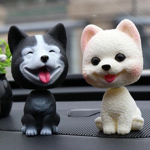 Car Shaking Head Dog Ornaments Bobblehead Dog Nodding Puppy Toys Car Dashboard Decor Toy Wobble Shaking Head Dolls Car Home Room