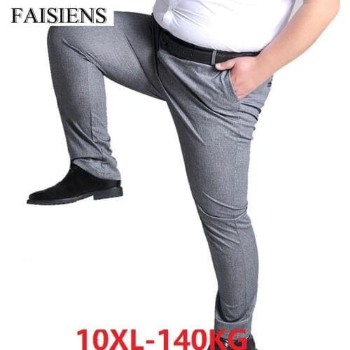 Big 7XL 8XL Summer Men Simple Suit Pants Navy Blue Plus Size 9XL 10XL Man Formal Suit Pants 50 52 Elasticity Straight Trousers