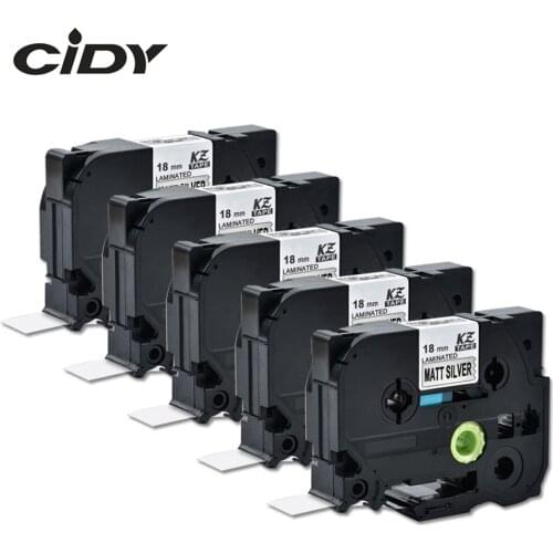 Cidy 5pcs compatible P-touch TZe label tape tz-M941 tze-M941 Black on Mattesilver for brother printer tze M941 tz M941