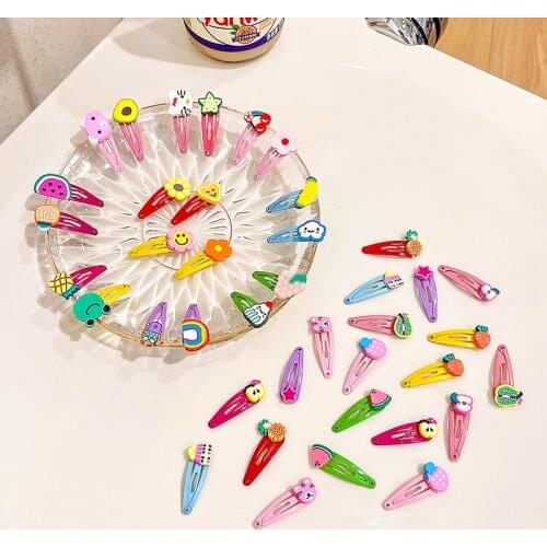 20 Pcs/Set Children Cute Cartoon Flower Fruit Ornament Hair Clips Baby Girl Lovely Alloy Barrettes Hairpins Kid Hair Accessories