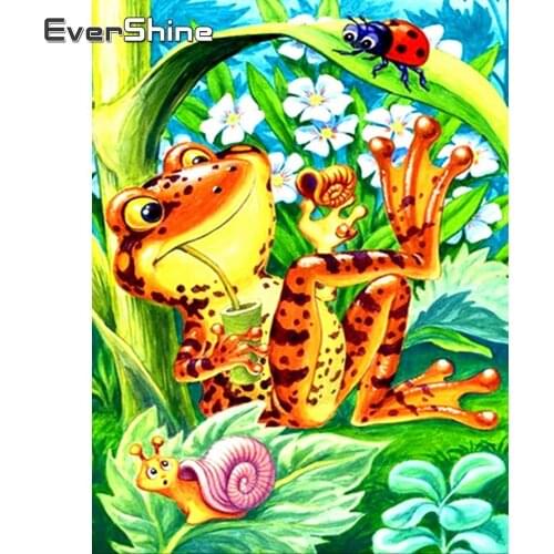 EverShine 5D DIY Diamond Mosaic Full Display Cartoon Animals Diamond Painting Frog Picture Rhinestones Diamond Embroidery Sale