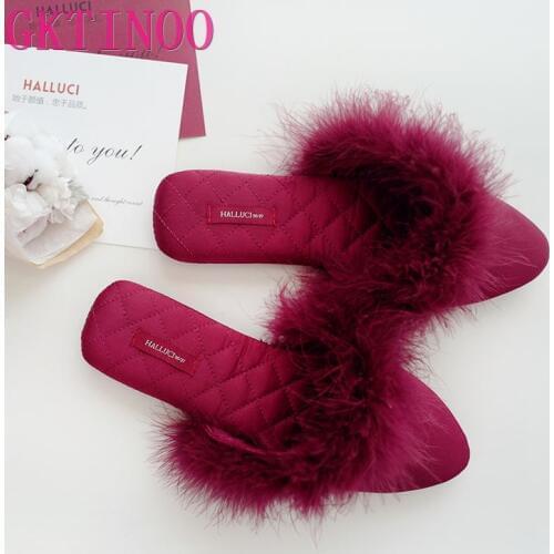 GKTINOO 2021 New Lovely Women Flip Flop Pointed Toe Home Floor Soft Slippers Female Shoes Girls Winter Spring Warm Shoes