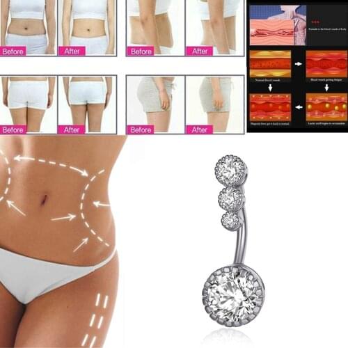 Crystal Navel Ring Barbell Drop Dangle Body Piercing Weight Loss Magnetic Therapy Ankle Weight Loss Products Slimming Jewelry