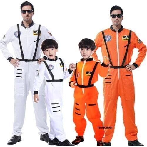 Baby Kids Adult Astronaut Costume Space Suit Pilots Jumpsuit Party Purim Carnival Cosplay Outfit Helmet For Men Boy