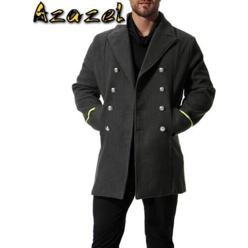 HOT Winter new Men coat trend cashmere jackets male long thick jacket double-breasted woolen windbreaker Mens Brand Overcoat