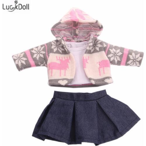 LUCKDOLL High Quality Fashion Summer New Sweater Three-Piece Suit for 18" American Doll or 43cm Doll Toy Accessories