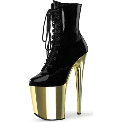 Mclubgirl 20CM Gold Lace Hate Tiangao Pole Dance High Heels Nightclub Sexy Model Catwalk Platform Womens Shoes LYP