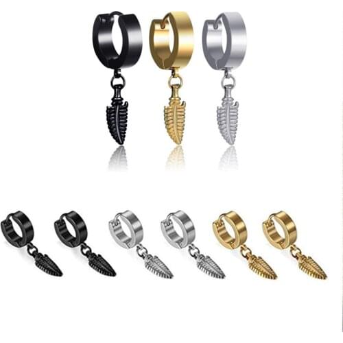 Fashion Men Punk Stud Earrings Good Quality Stainless Steel Pendant Earring Unisex 2021 Trend Rock Hipster Studs Earrings Gift