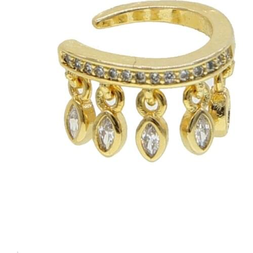 Fashion multi rainbow colorful green blue red white drip CZ paved ear cuff earring for women charm no piercing ear cuff jewelry