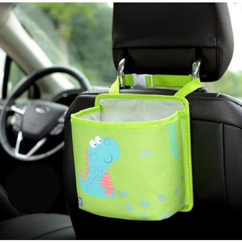 Cartoon Car Backseat Storage Bag For Kids Multi-function Hanging Auto Trash Can Bin Bags Milk Cans Water Bottle Organizers