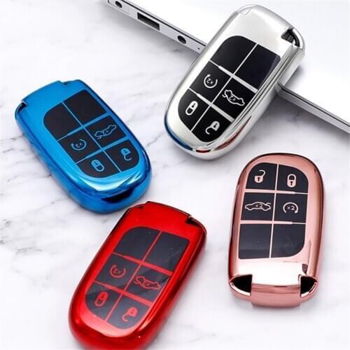 Soft TPU Auto Remote Car Case Key Bag Shiny TPU Holder Shell Bag For Dodge Journey Jeep Cherokee Grand Cherokee Renegad