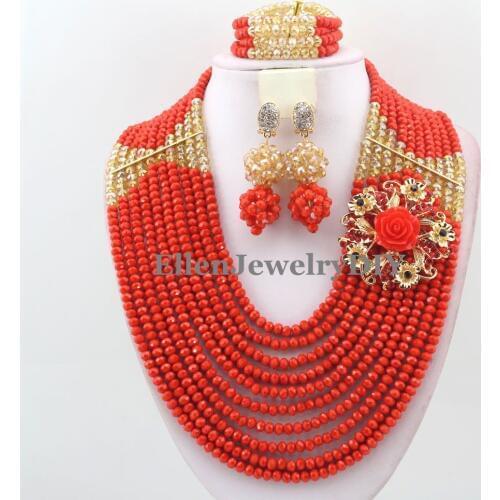 African Jewelry Set Nigerian Beads Wedding Jewelry Set Bridal Statement Jewelry Set Free Shipping W11812