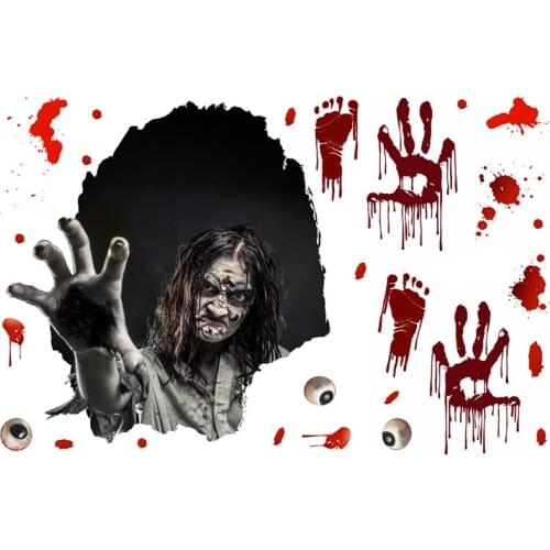 Wall Decal Removable Blood Handprint Home Decor Grass Horrible Halloween Wall Stickers Cartoon Bar PVC DIY Creativity Creative