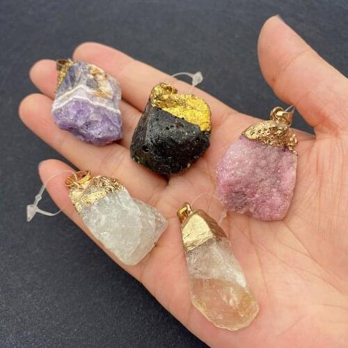 Natural Semi-precious Stone Pendant Charm Accessories Irregular Shape Transparent Crystal Pendant DIY Necklace Jewelry Making
