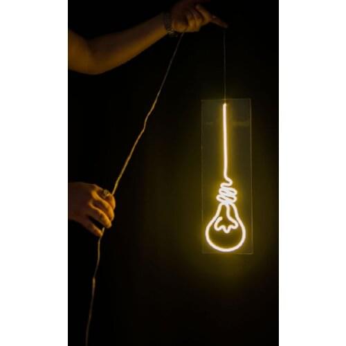 Custom Neon Lamp Bulb Sign Logo Led Flex Transparent Acrylic Light Decoration Window Wall Hanging for Home Room Bedroom Party