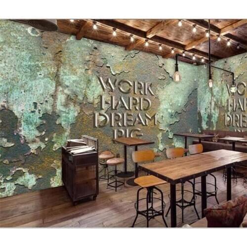 Beibehang Wallpaper custom coffee shop wallpaper murals Europe and the United States retro industrial wind bar background wall