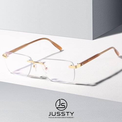Luxury Brand Rimless Optical Glasses Frame Men High Quality Myopia Prescription Eyeglasses Frame Male Custom Acetate Spectacles