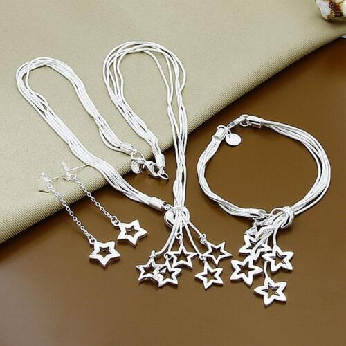 Wholesale Price 925 Sterling Silver Cute Small Star Jewelry Set Fashion Necklace Jewelry Sets Woman Jewelry