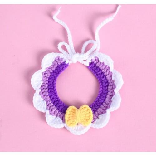 Cat Collar Woolen Bib Cute Dog Bandana Bowknot Pet Necklace Manual Kitty Scarf Cute Cat Accessories Yorkie Chihuahua