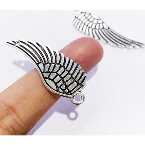 6pcs/Lot 16x48mm Angel Wing Connector Charms Tibetan Silver Color Pendant Fit For Jewelry Making Accessories Crafts Wholesale