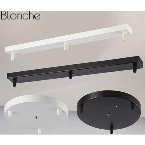 DIY Ceiling Lamp Base Canopy Plate Vintage 3 Hole Chandeliers Light Fittings Round Rectangular Lighting Accessories Black White