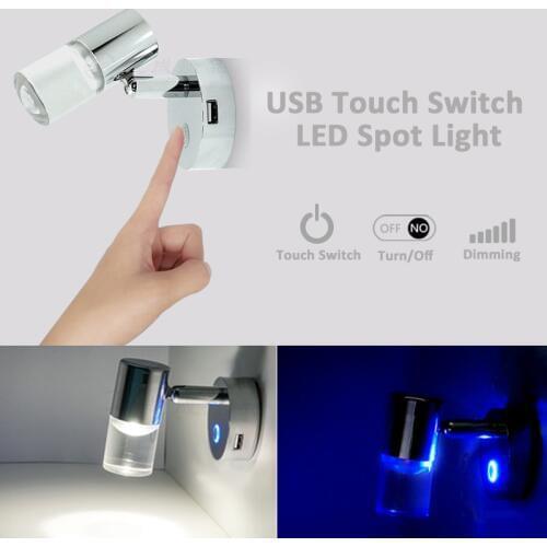 Adjustable 12/24V LED Caravan Spot Reading Light Touch Switch RV Camper Interior Light Car Lamp