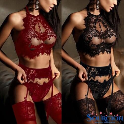 SWT Sexy Lingerie Underwear Babydoll Open Bra Set +garter Lingerie Sexy Bra Sexy Hot Erotic Underwear Porno Stockings Set