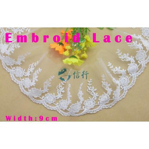 9cm width Cotton embroid lace sewing ribbon guipure trims or fabric warp knitting DIY Garment Accessories free shipping#3367
