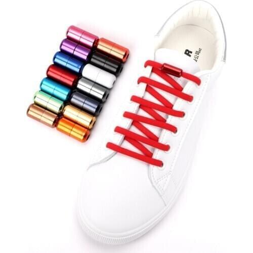 Aluminum capsule lock Shoelaces Elastic No Tie Shoe Laces For Kids Adult Sneakers Quick Shoelaces Semicircle Shoelace Lazy Laces