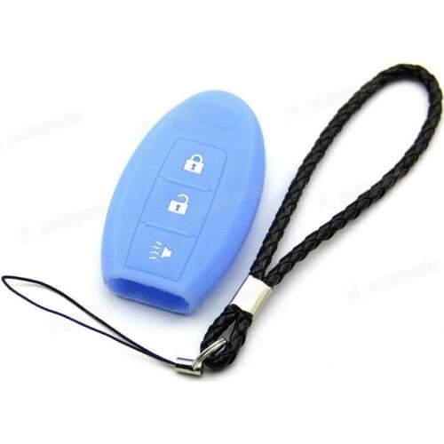 Blue Silicone Case Cover Holder Fit For Infiniti Remote Smart Key 3 Buttons INFI3BU CWTWBU619 TWB1U742 TWBIU742 285E3-CL01D