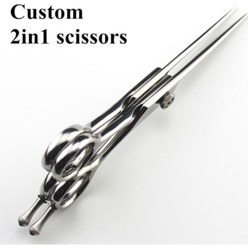 Custom Upscale Japan 440c 6 inch 2in1 mulit blade cut hair scissors cutting + cutting barber makas shears hairdressing scissors