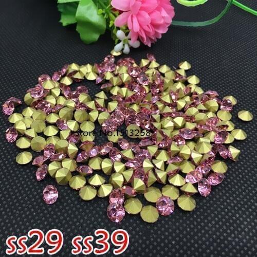 Ss29 ss39 Pink Color Glass Chatons Pointback Crystal Stones For Jewelry ,Hair Accessory Making