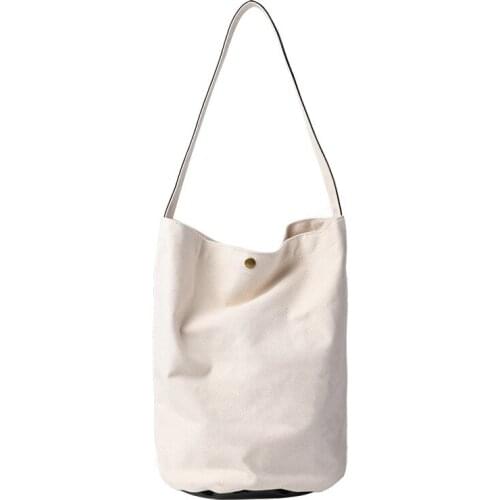 New Fashion Simple Canvas Picture-in-Law Bag Leisure Art Bucket Bag Fashion Splicing One Shoulder Ladies Free Shipping