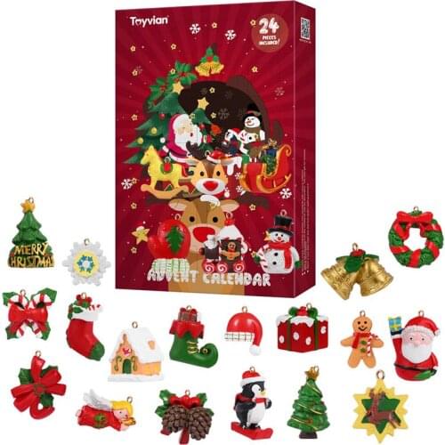 Toyvian Advent Calendar with 24PCS Hanging Ornaments Christmas Countdown Calendar Party Favors for Xmas Holiday Decor