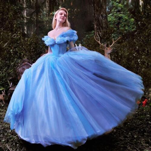 Halloween Women Blue Cinderella Dress Princess Dress for Women White Snow Cosplay Costume Party Dress Performance