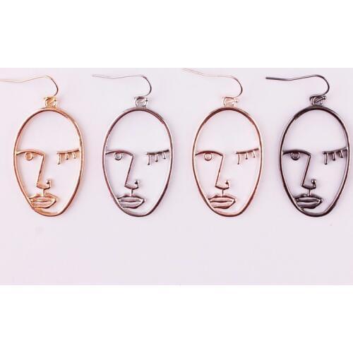 ZWPON Zinc Alloy Abstract Face Drop Earrings Fashion abstract Hollow Brand Drop Earrings for Woman Jewelry Wholesale