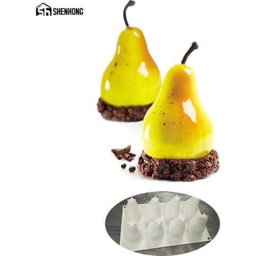SHENHONG Pear Mousse Mould Art Cake Mold Baking Dessert Silicone 3D Silikonowe Moule Chocolate Pan Pastry