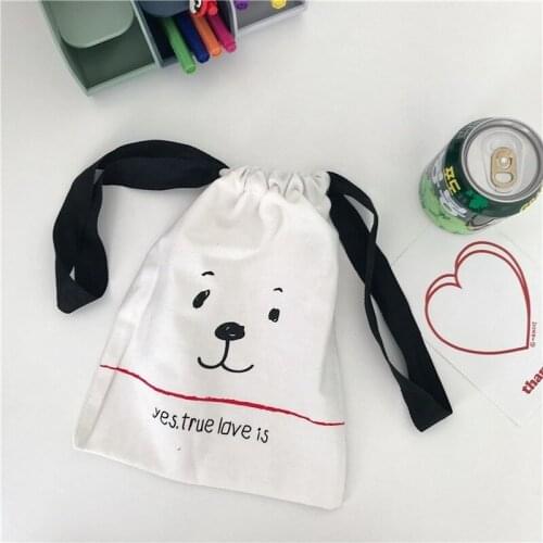 Cartoon Cute Puppy Drawstring Canvas Storage Bag Sundries Travel Hand Bag Cosmetic Bag Toiletry Bag Gift Packaging Bag