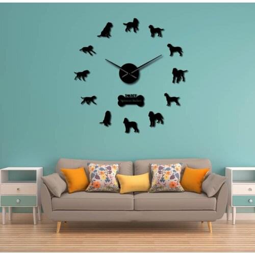 Italian Spinone Griffon Wire-haired Pointer Large DIY Wall Clock Bracco Spinoso Dog Acrylic Mirror Surface Mute Movement Watch