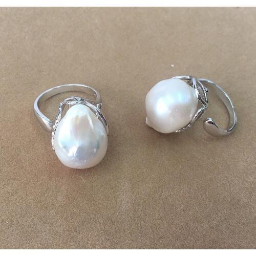 100% NATURE FRESHWATER PEARL RING made of 925 silver ring, big baroque shape baroque pearl ring .22x17 mm pearl
