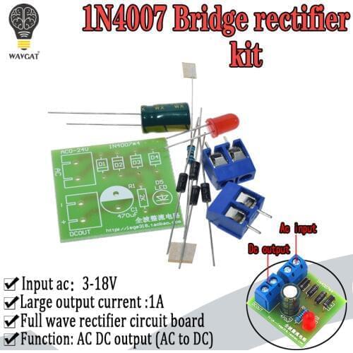 1N4007 Diy Kit IN4007 Bridge Rectifier AC DC Converter Full Wave Rectifier PCB Board KIT Parts Electronic Suite